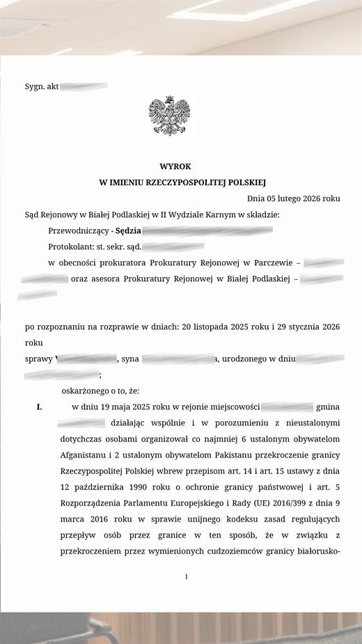 Wyrok в Bialej Podlaskiej по art. 264 §3 KK